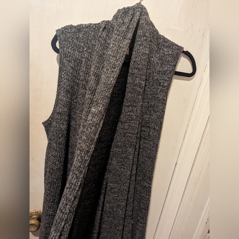 Wednesdays black & gray, sleeveless cardigan sweater. Size large